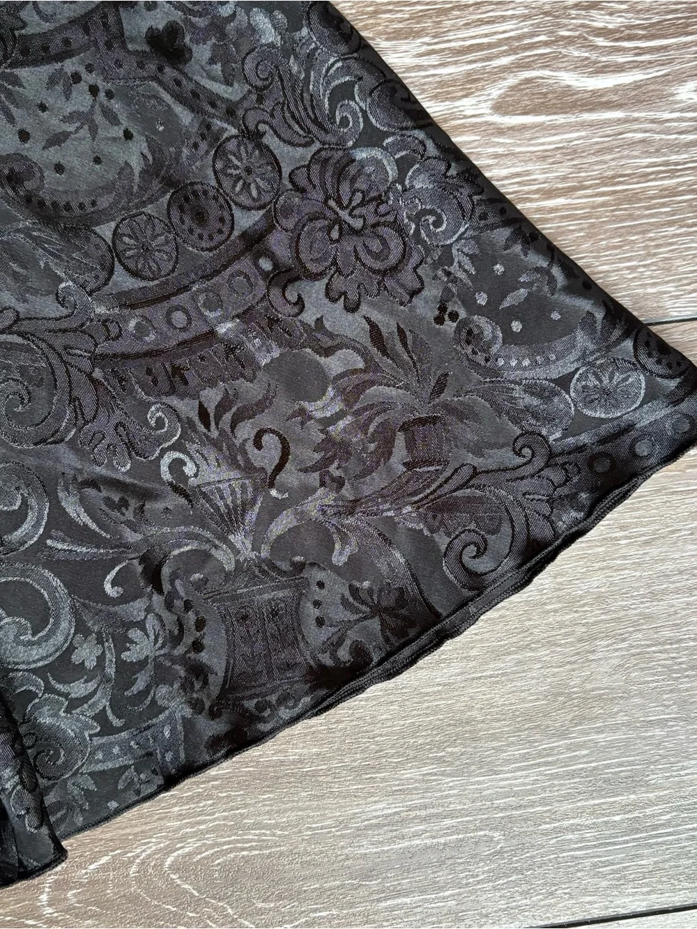 Vintage Victoria’s Secret Black Satin Jacquard Slip Dress Babydoll Y2K Size L - Picture 2 of 4